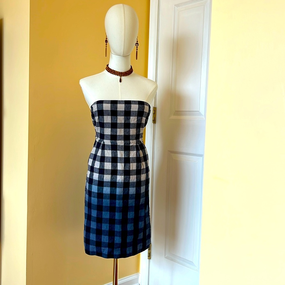 Ladies Strapless Dress by Gap, size 0/Blue and Beige
